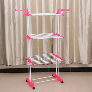 Indoor Clothes Drying Rack Tower With Foldable Wings, Wheels
