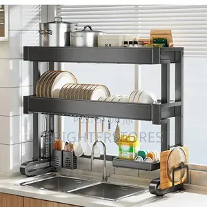2 Tier Dish Rack Over Sink With Multiple Baskets Utensil