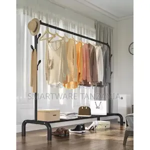 Double Garment Rack Rolling Rack for Indoor Bedroom Portable