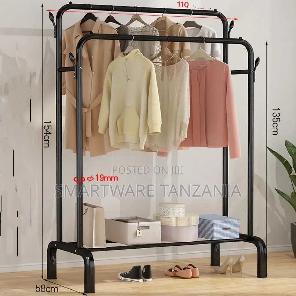 Clothes Rack for Hanging Clothes, Double Rod Adjustable