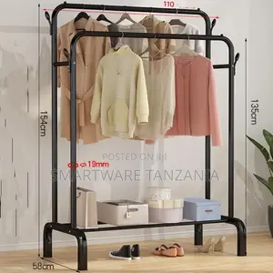 Clothes Rack for Hanging Clothes, Double Rod Adjustable