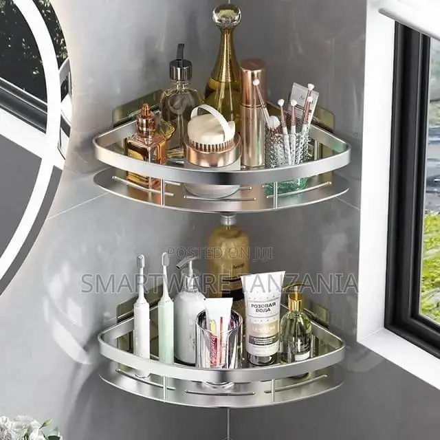 No Drill Bathroom Corner Wall Adhesive Shower Shelves Rack