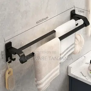 Black Towel Bar for Bathroom Kitchen Hand Towel Holder Dish