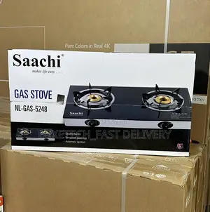Saachi Glass Top 2 Burner Gas Stove - Black, NL-GAS-5248