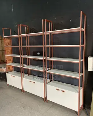 Shelf Za Dukani Za Kisasa Chuma Na Mbao