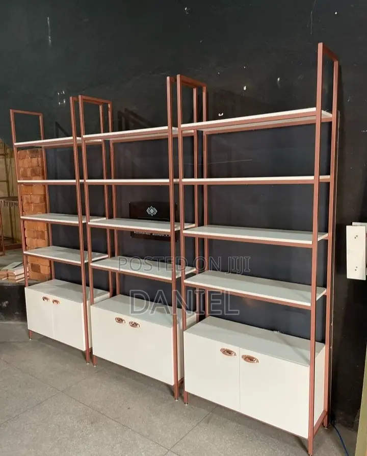 Shelf Za Dukani Za Kisasa Chuma Na Mbao