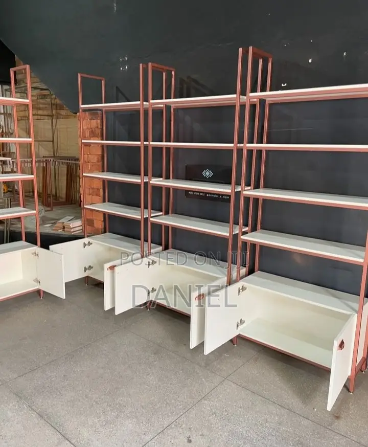 Shelf Za Dukani Za Kisasa Chuma Na Mbao
