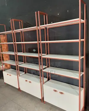 Shelf Za Dukani Za Kisasa Chuma Na Mbao