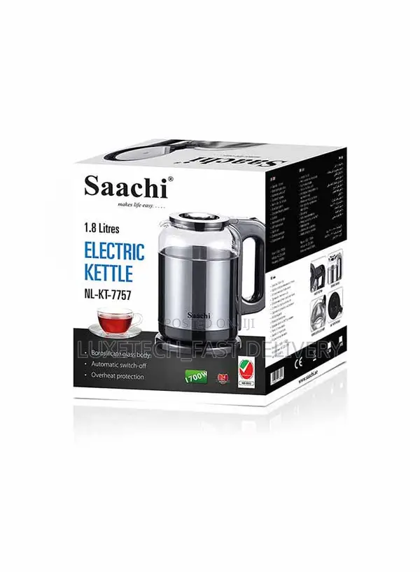 Saachi 1.8L Borosilicate Electric Kettle With LED Indicator