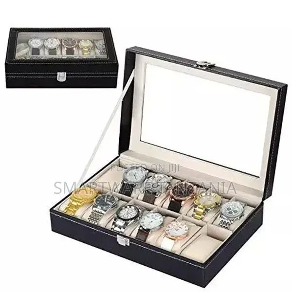 Portable Watch Organizer Case Holder Stand Black Case Box