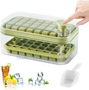Ice Cube Tray With Lid And Bin For Freezer One-key Deicing