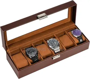 Watch Box Organizer For Men, 6 Slot Watch Display Case