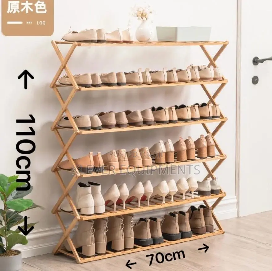 Portable Folding Multi-Layer Bamboo Shoe Rack