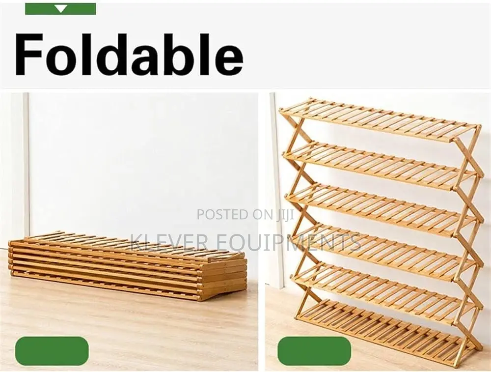 Portable Folding Multi-Layer Bamboo Shoe Rack