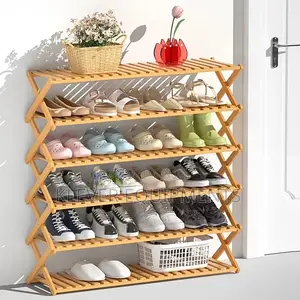 Portable Folding Multi-Layer Bamboo Shoe Rack