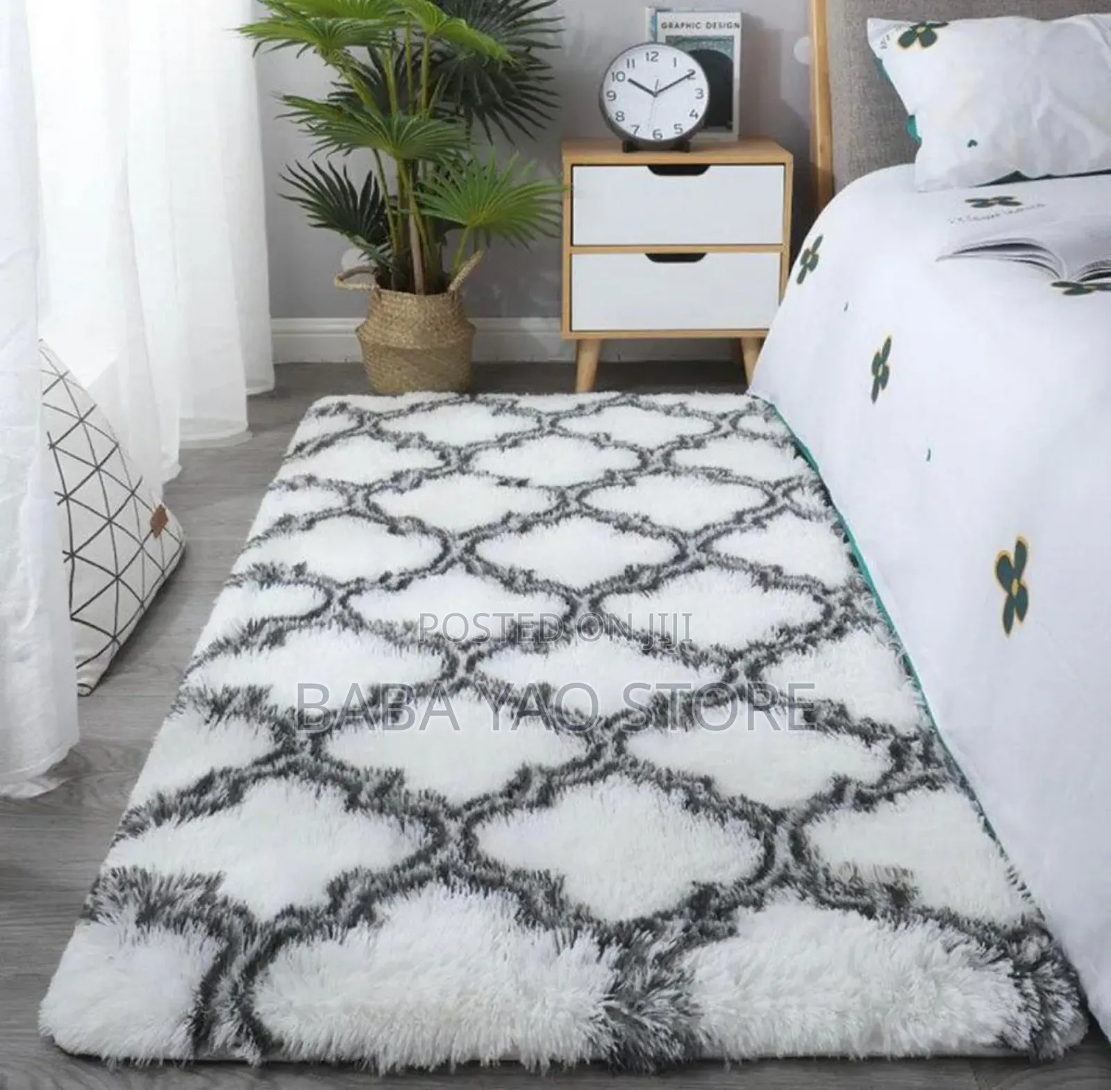 3D Fur Bedside Rug Ft 6*7/Bedside Carpet/Home Office Uses