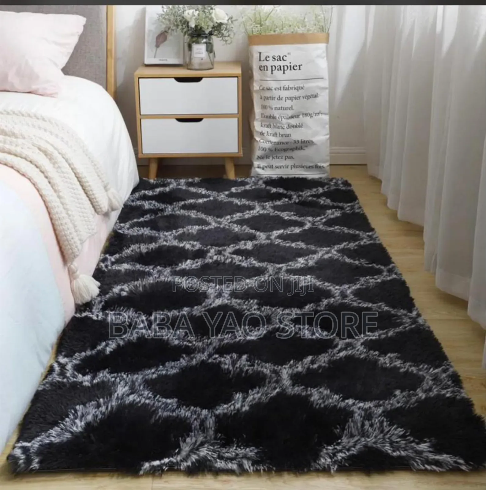 3D Fur Bedside Rug Ft 6*7/Bedside Carpet/Home Office Uses
