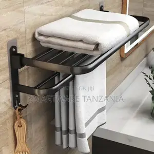 Towel Rack Free Punch Shower Rack Folding Wall Hanging Rack