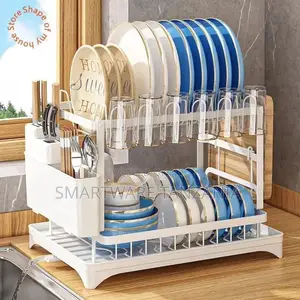 2-Tier Dish Drying Rack With Utensil Holder Cup Rack