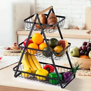 2-Tier Metal Wire Fruit Bowl Stand for Kitchen Countertop