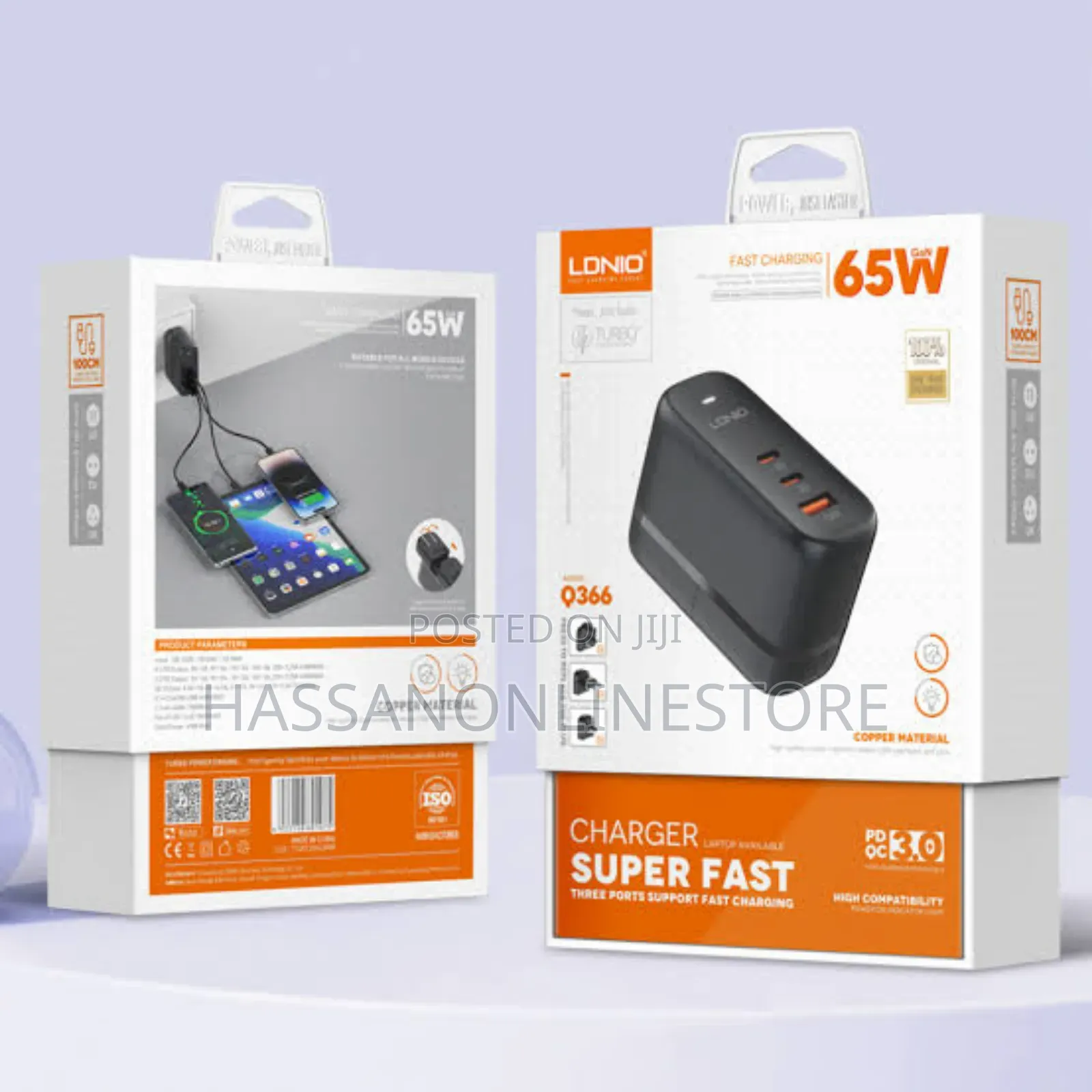 LDNIO 65W Gan Supper Fast Charger Q366 - Type-C to C Cable