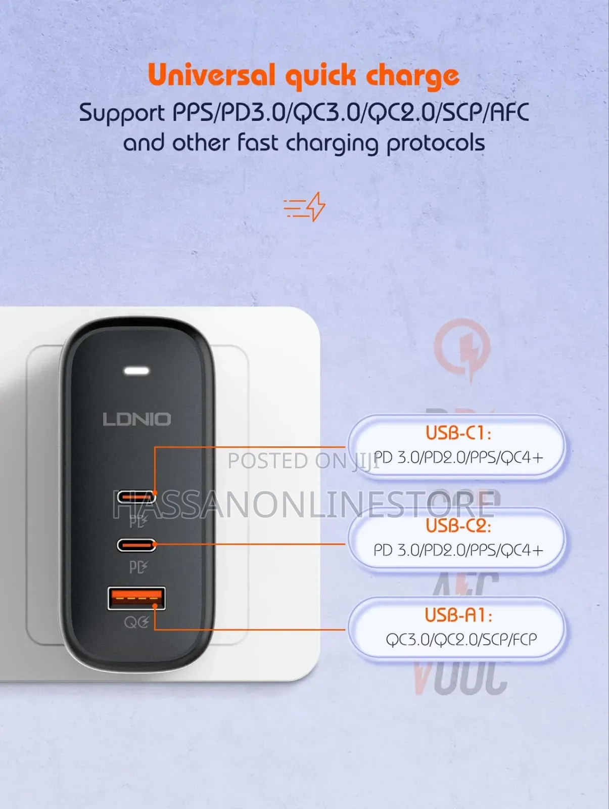 LDNIO 65W Gan Supper Fast Charger Q366 - Type-C to C Cable