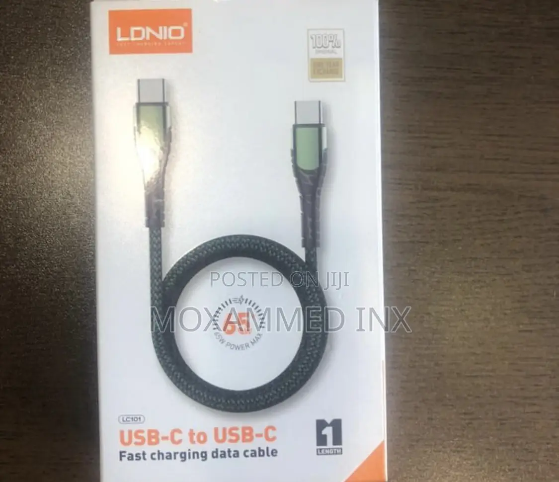 Ldnio LC101 Typec to USBC C2c 65w Braided Cable 1meter