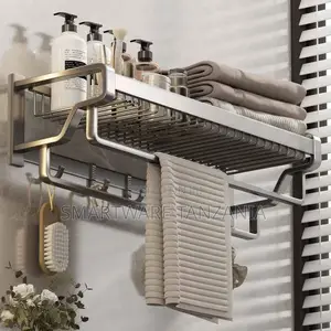 Shelf Bathroom Wall Shelf Towel Rack With Double Towel Bar