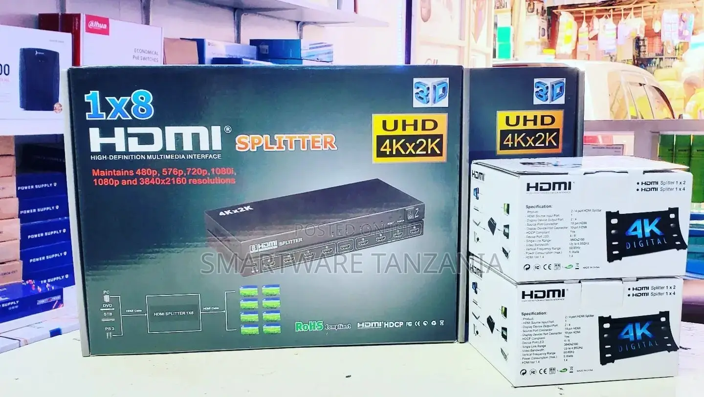 HDMI Splitter 1X8, 1 In 8 Out HDMI Port, Supports 3D 4kx