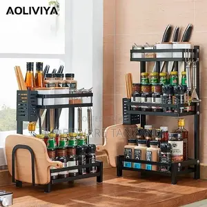 Kitchen Countertop Stainless Steel Spice Rack Set