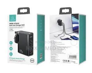 Usams CC166 Fast Charger 100w Gan 4ports USBA 60w + 3xusb