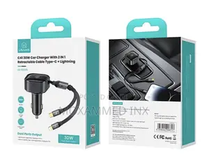 Usams CC219 Car Charger 30w With 2in1 Retractable Cable