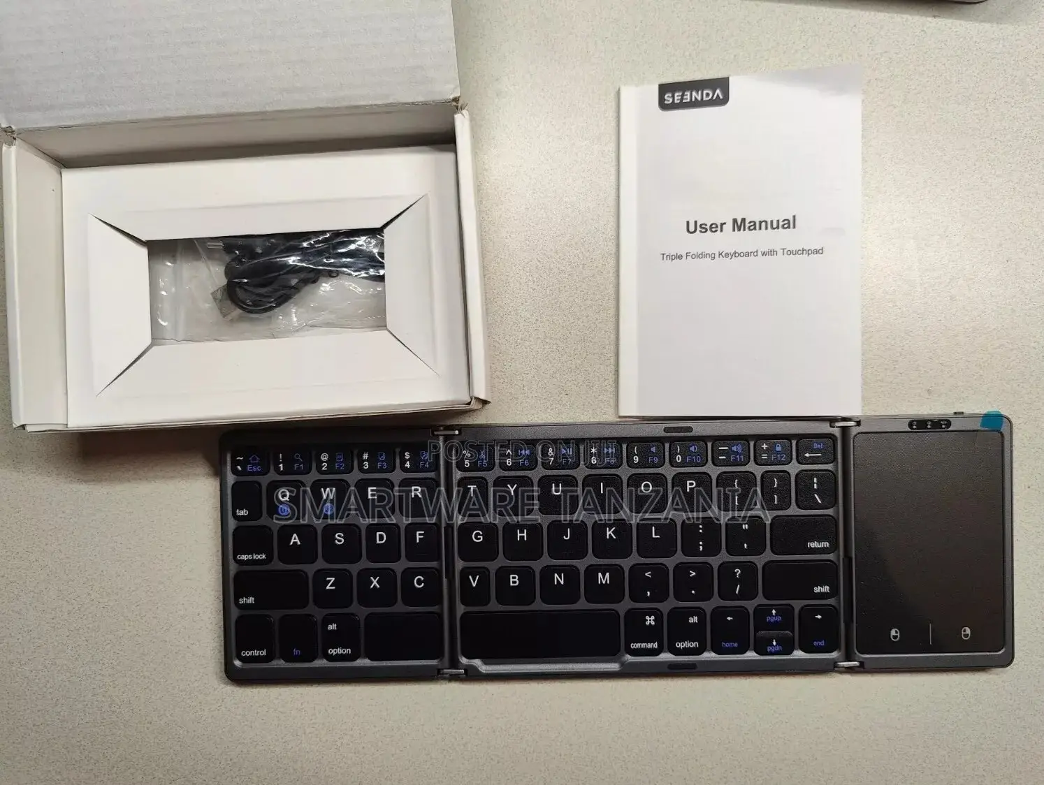 Tri-folding Foldable Bluetooth Keyboard, Trackpad For Travel