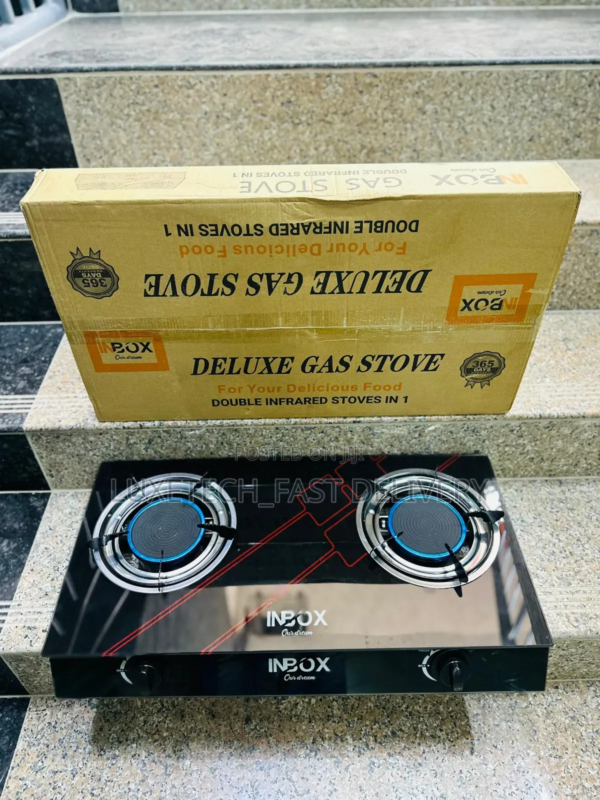 Inbox Gas Stove 2 Burners Glass Top