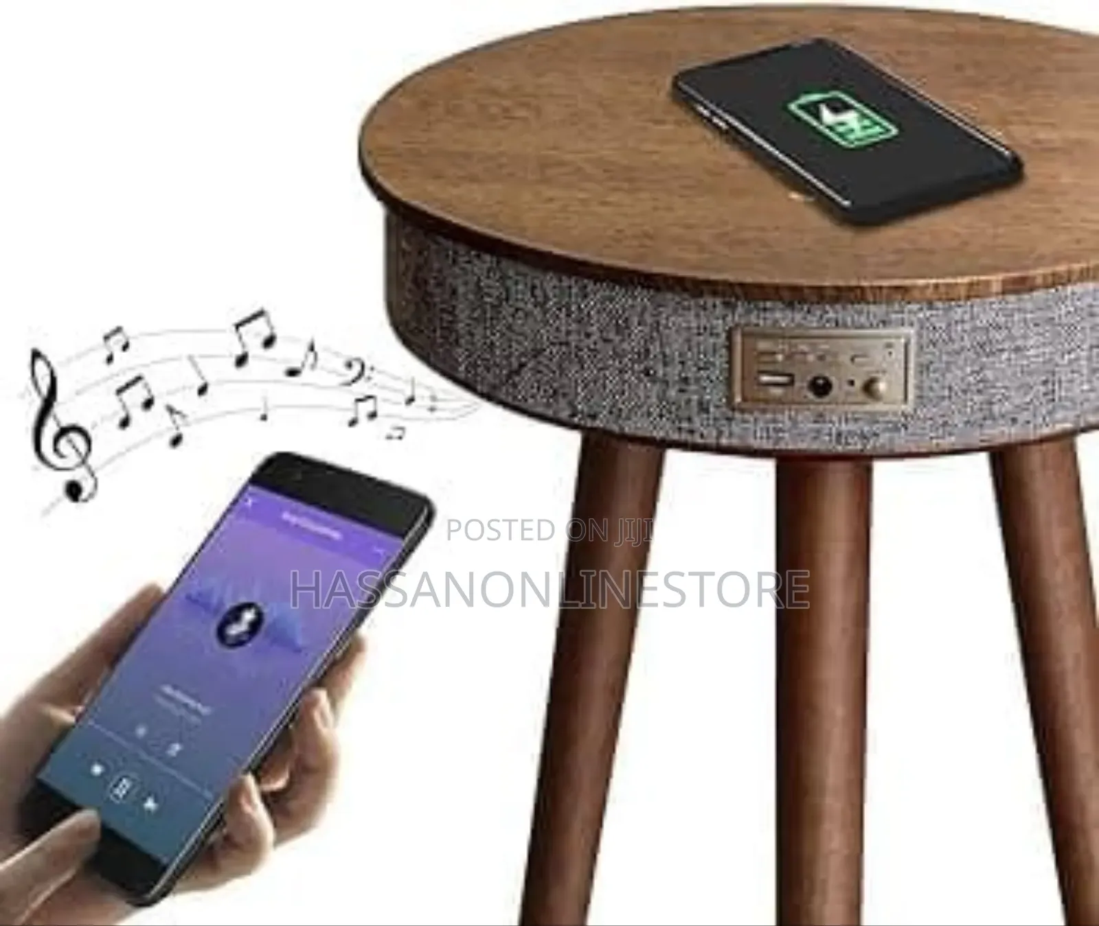 Sofa Side Table Bluetooth Speaker With Wireless Charging