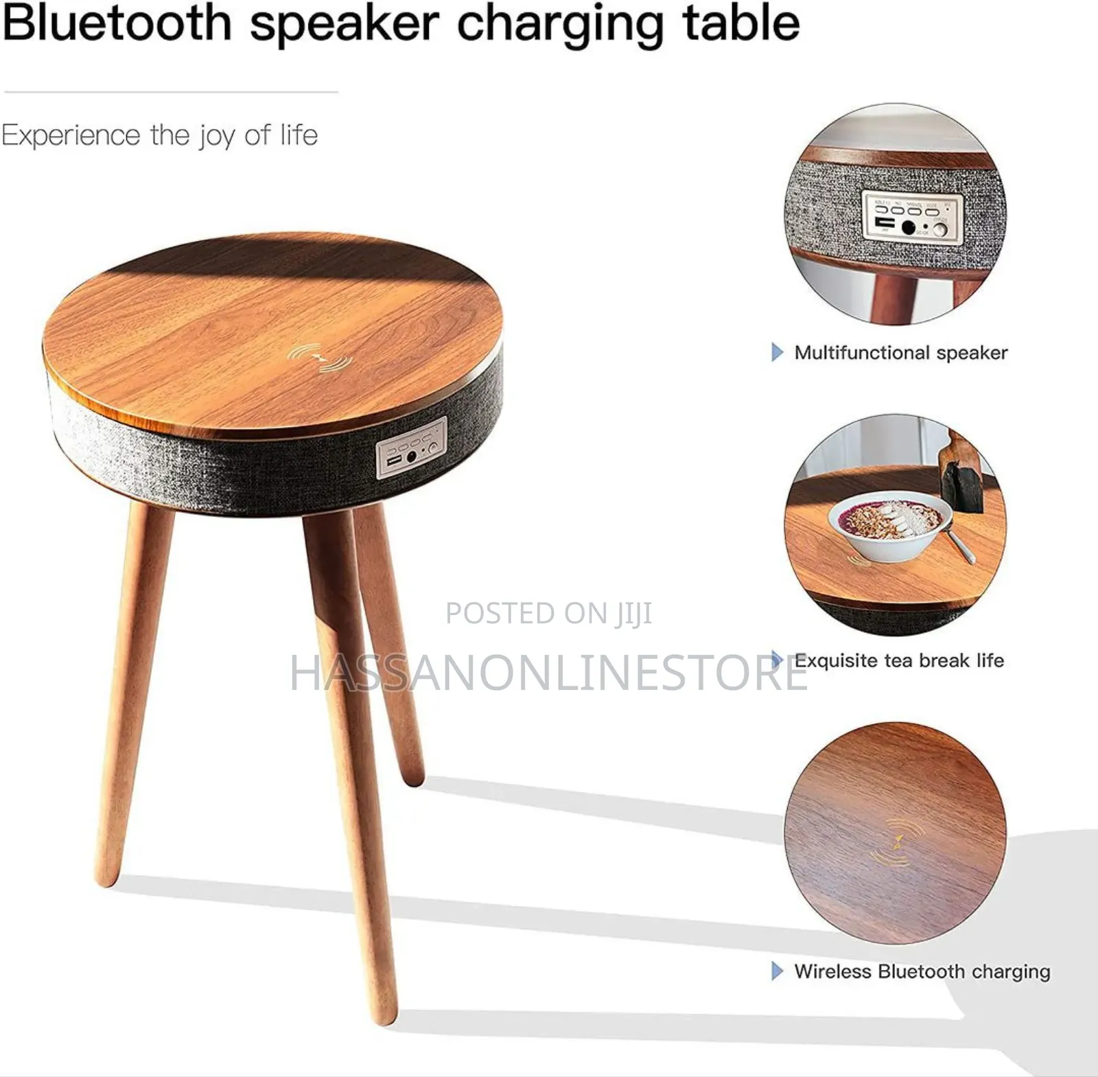 Sofa Side Table Bluetooth Speaker With Wireless Charging