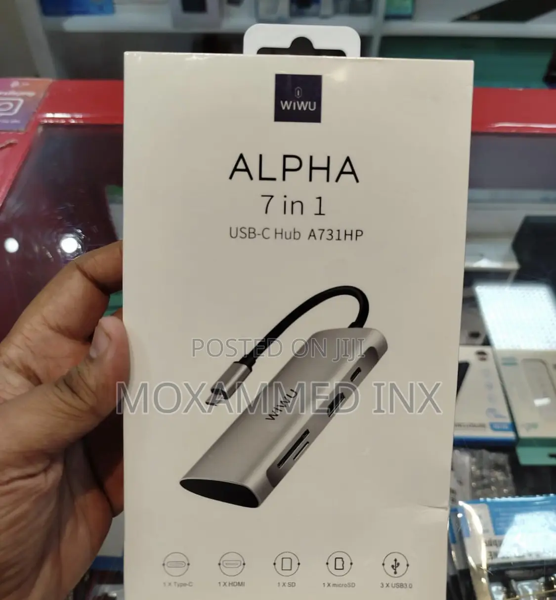 WIWU ALPHA 7 in 1 Hdmi X 1 / Type C X 1 / Usb 3.0 X 3/