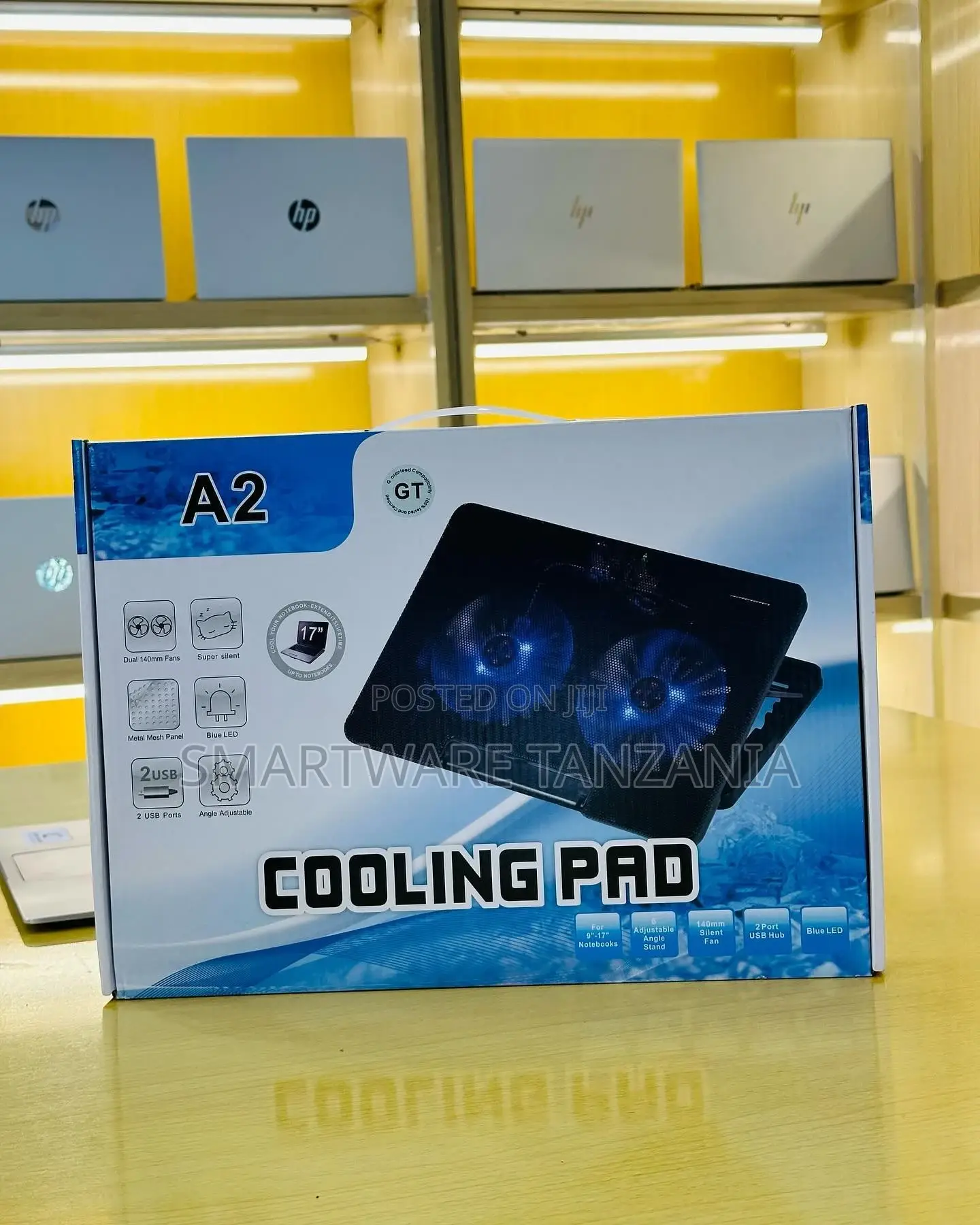 Heat-dissipating Laptop Cooling Pad With Turbo Fan And Light