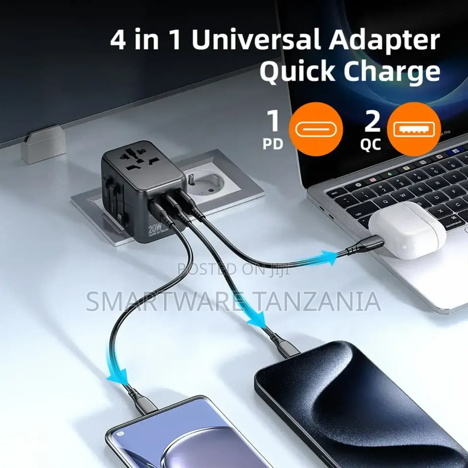Multifunction Travel Adapter ( 3 USB Port / 2 USB-C ) PD 20W