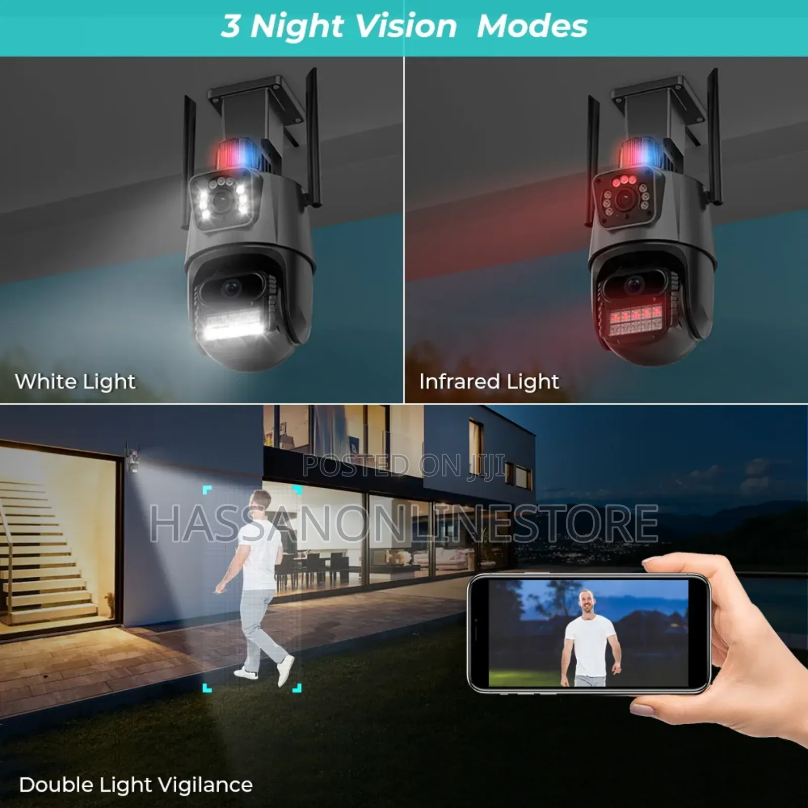 Dual Screen Dome PTZ Wifi Camera Dual Lens IR Color
