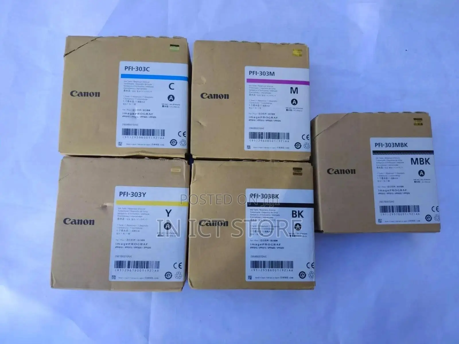 5 Genuine Canon PFI-303 Inks B/C M/Y MBK Inbox