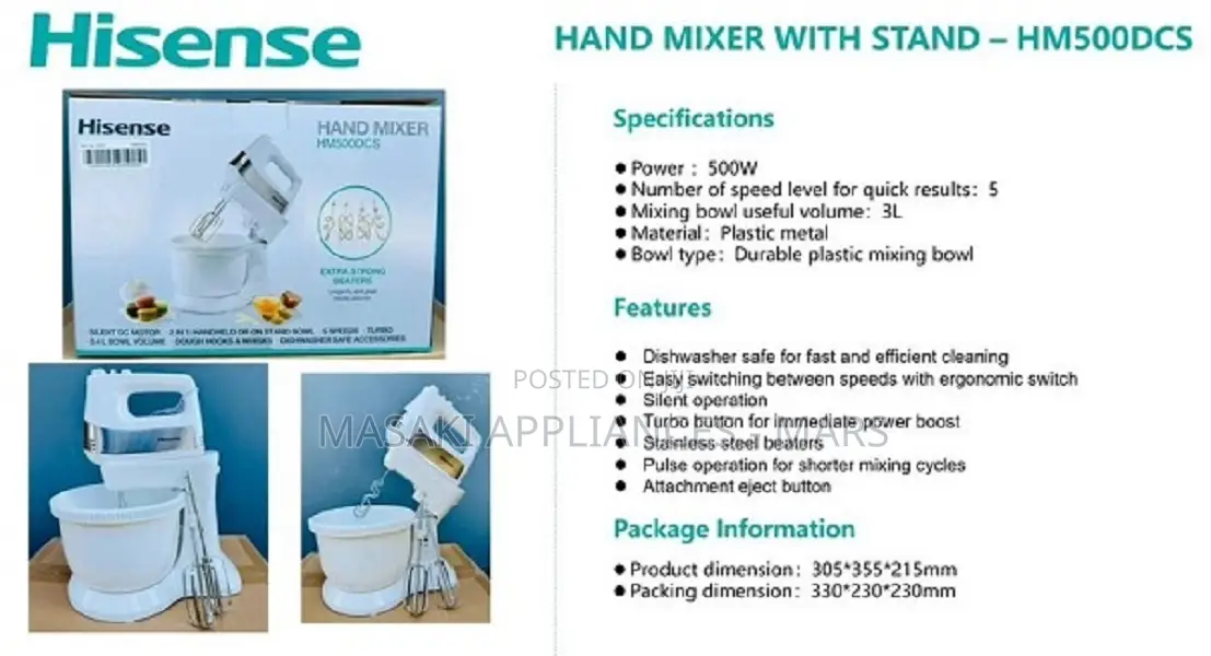 New Hisense Hand Mixer With Stand-Hm500dcs