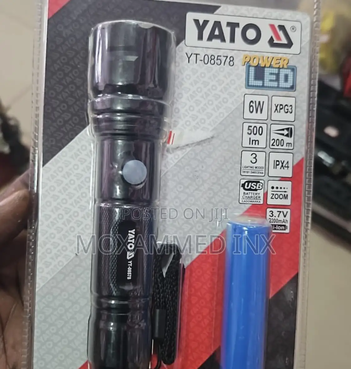 Yato Flashlight Rechargeable XT-E Cree 6W USB 150x27mm Y