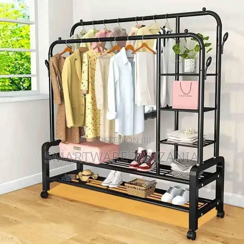 Home Garments Rack With Shelves for Storage Coat Hanger