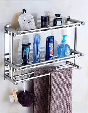 Two Tier Wall Mounted Bathroom Rack Bathroom Hanging Shelf