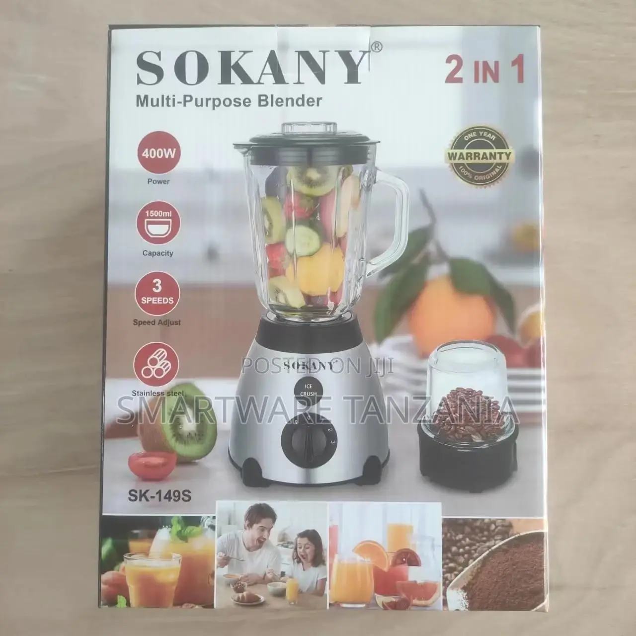 2-in-1 400 W Stand Mixer And Smoothie Maker, 3 Speed Levels
