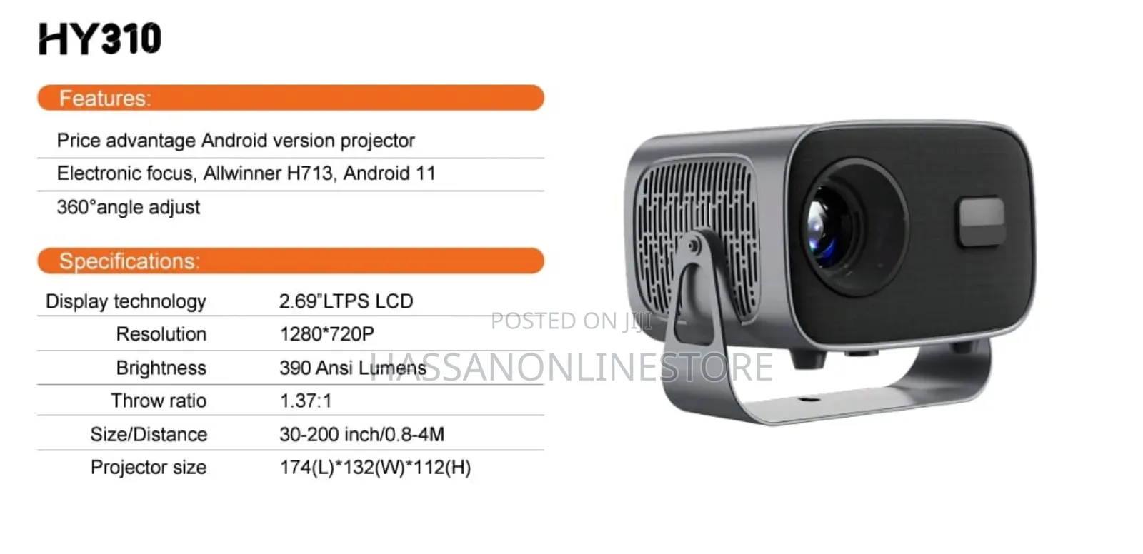 HY310 Smart HD Projector 5G BT 5.0 Android 11