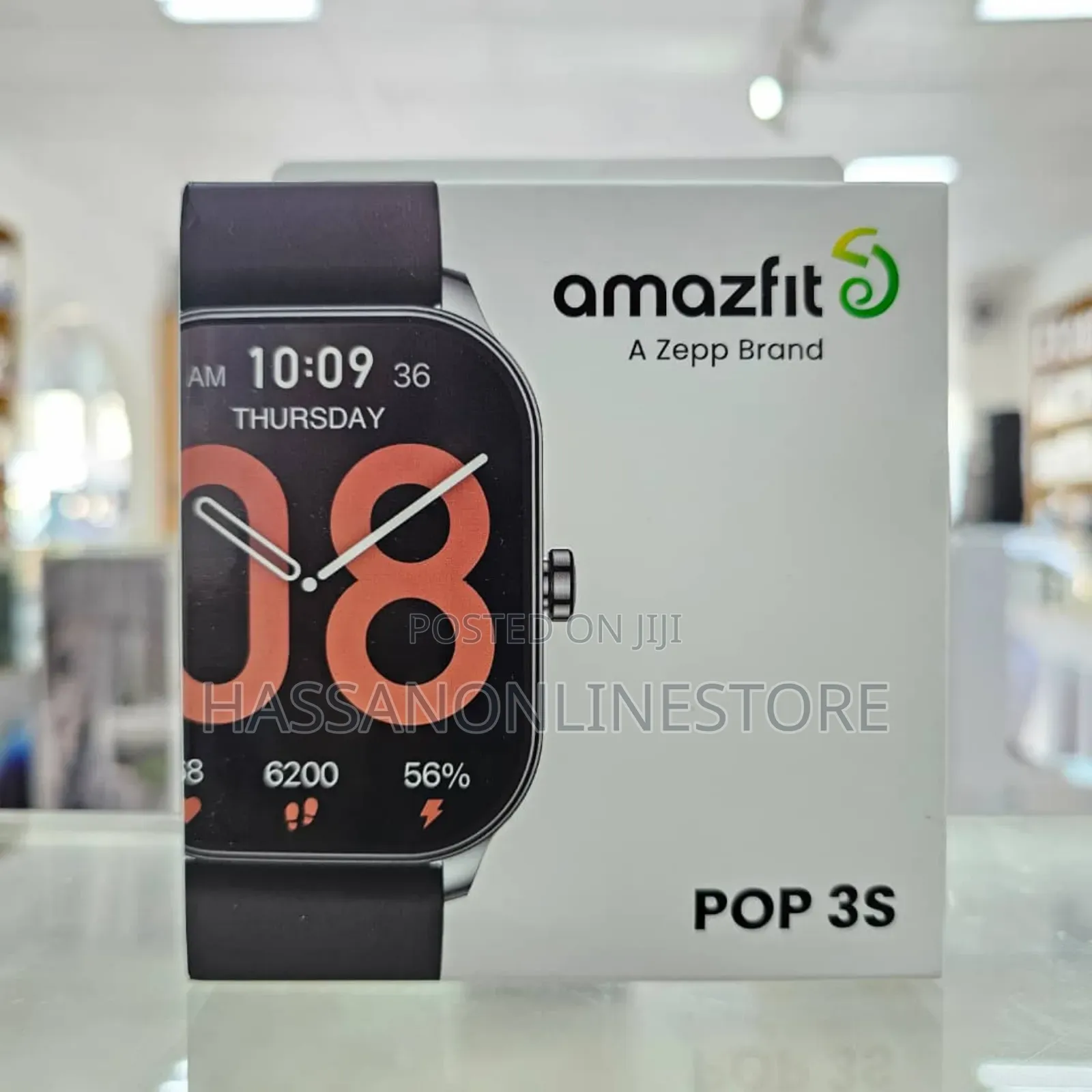 Amazfit Pop3s Smart Watch Silver Case Black Belt