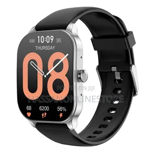 Amazfit Pop3s Smart Watch Silver Case Black Belt