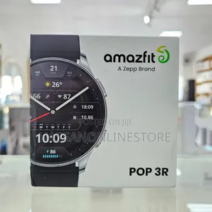 Amazfit Pop3r Smart Watch Silver Case Black Belt